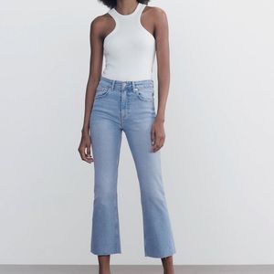 Zara Mid-rise Flare Cropped Jeans